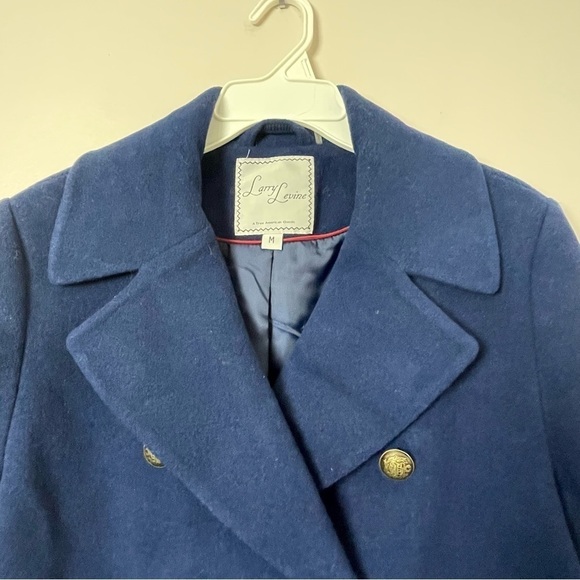 Larry Levine Wool Pea Coat | Double Breasted | Blue | Size Medium - Picture 2 of 15